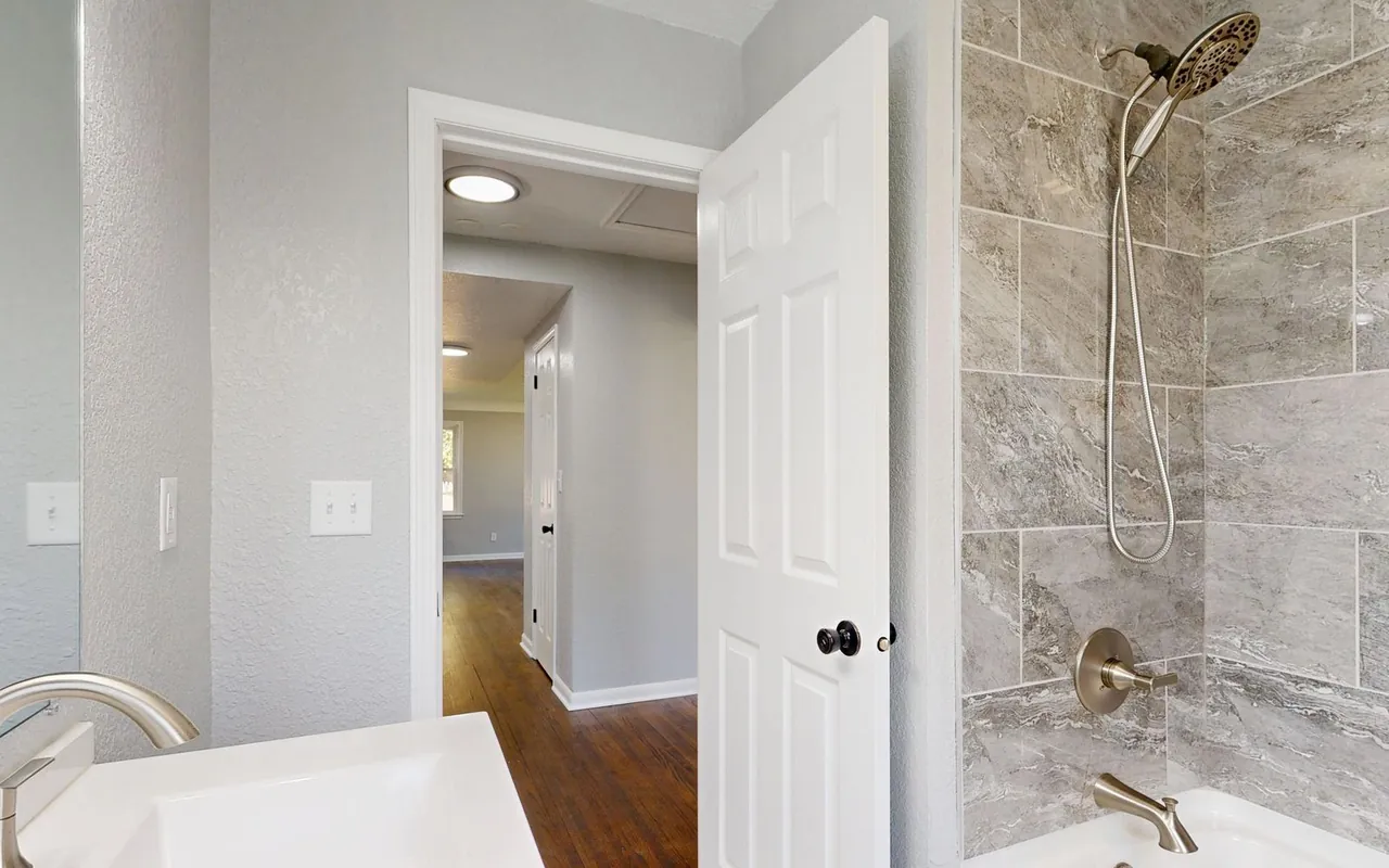 Close up of bathroom remodeling materials on a residential job site