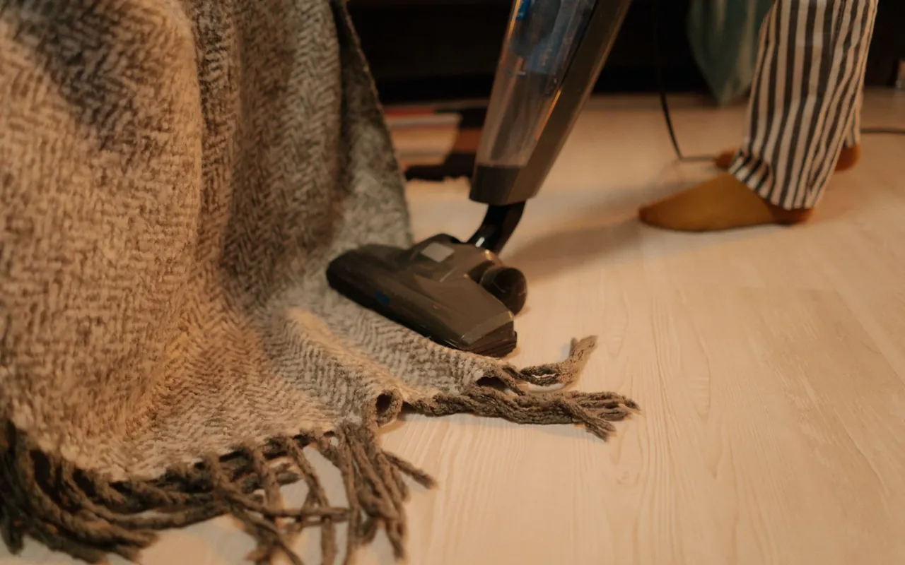 Close up of house and carpet cleaning materials on a residential job site
