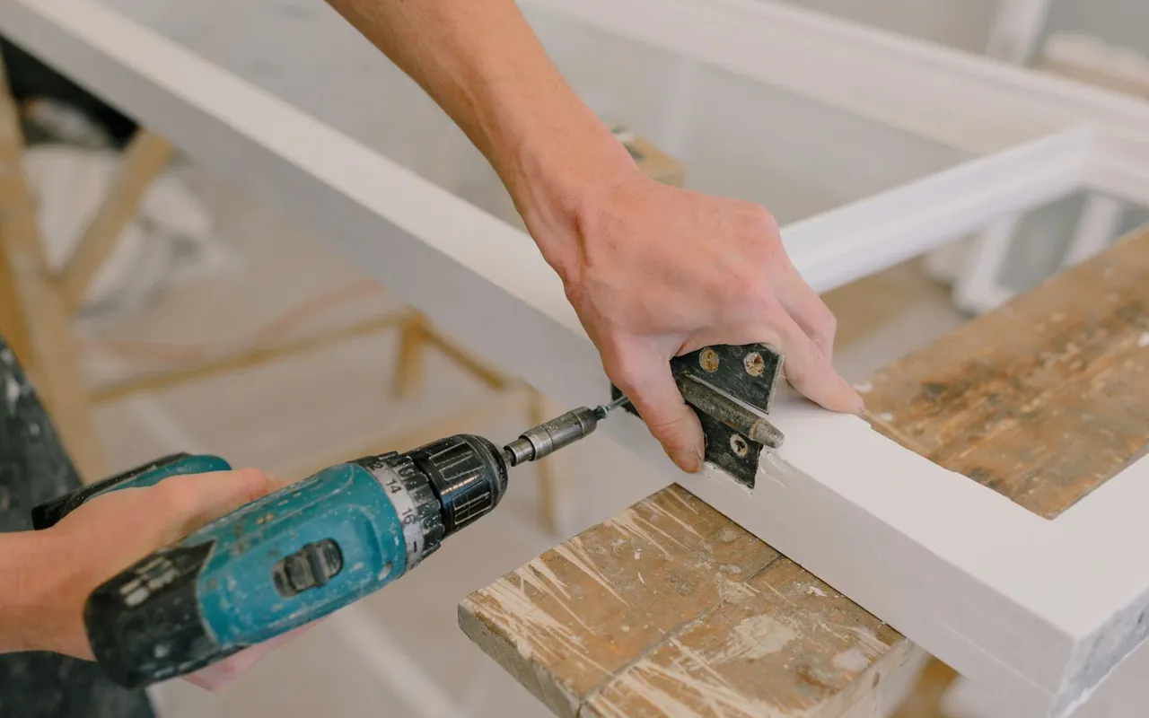 Contractor installing exterior doors at a home in the United States