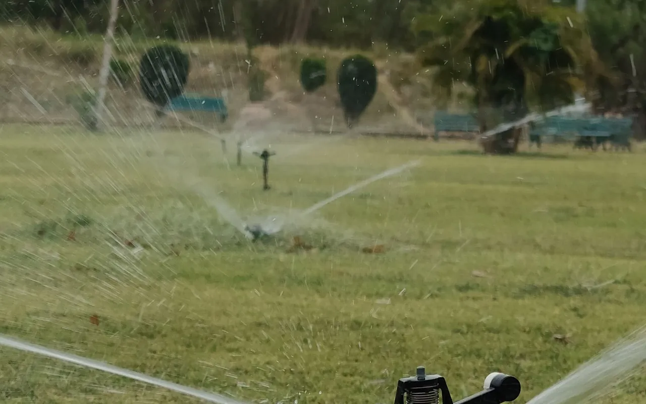 Completed irrigation system project at a suburban home in the United States