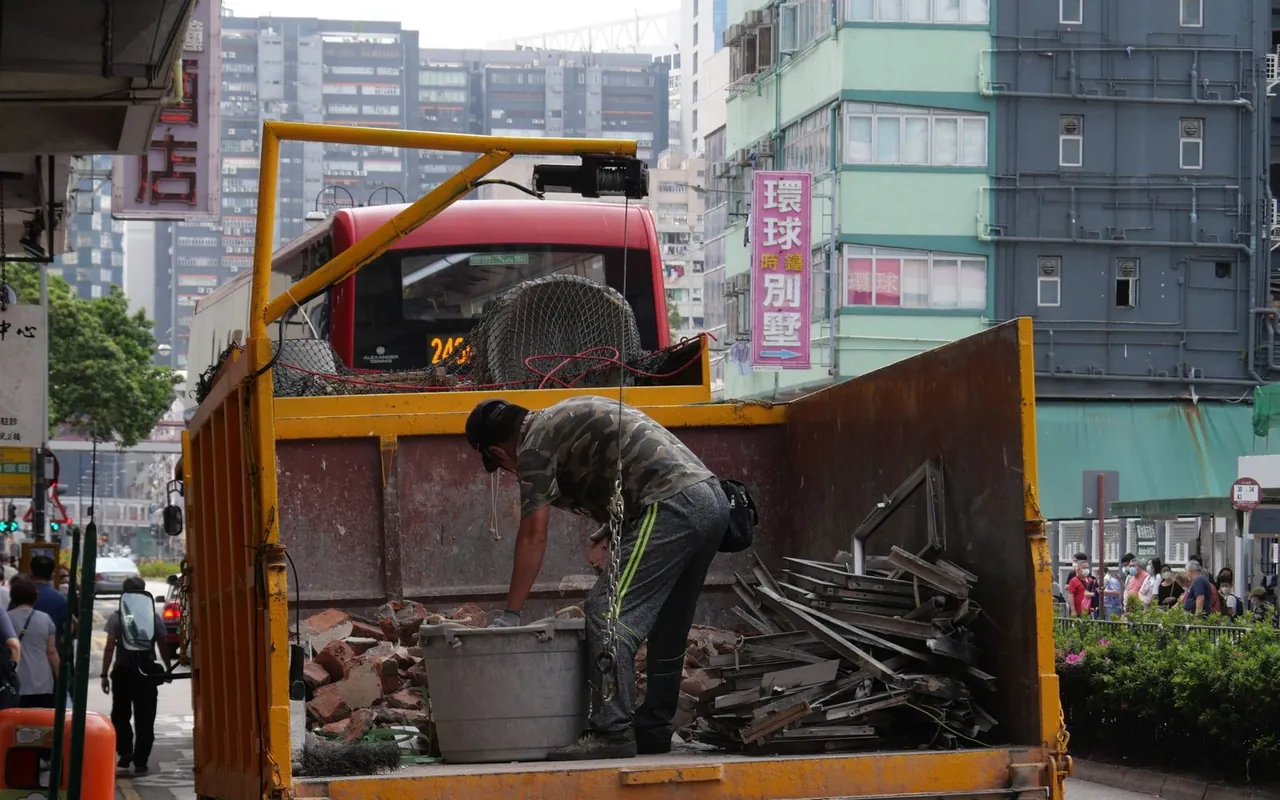 Contractor installing junk removal at a home in the United States