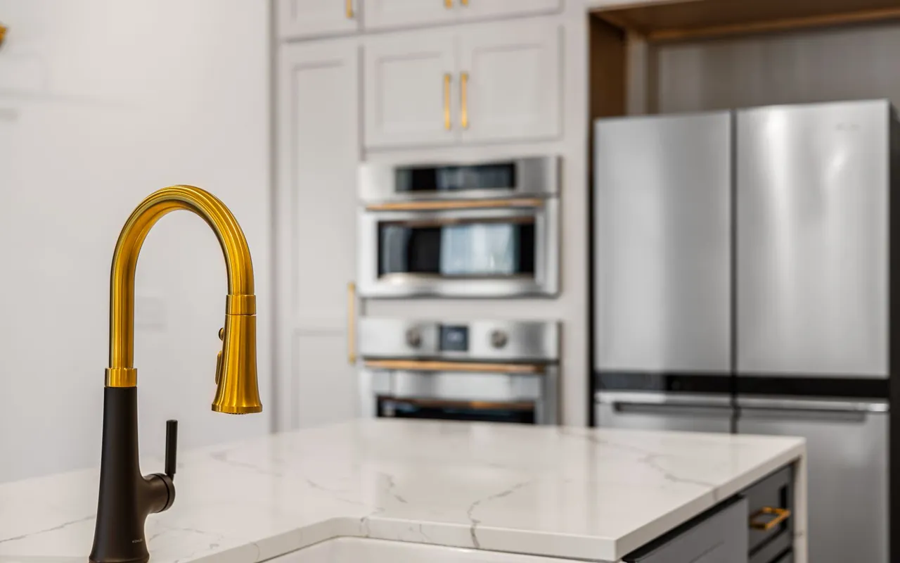 Close up of kitchen remodeling materials on a residential job site