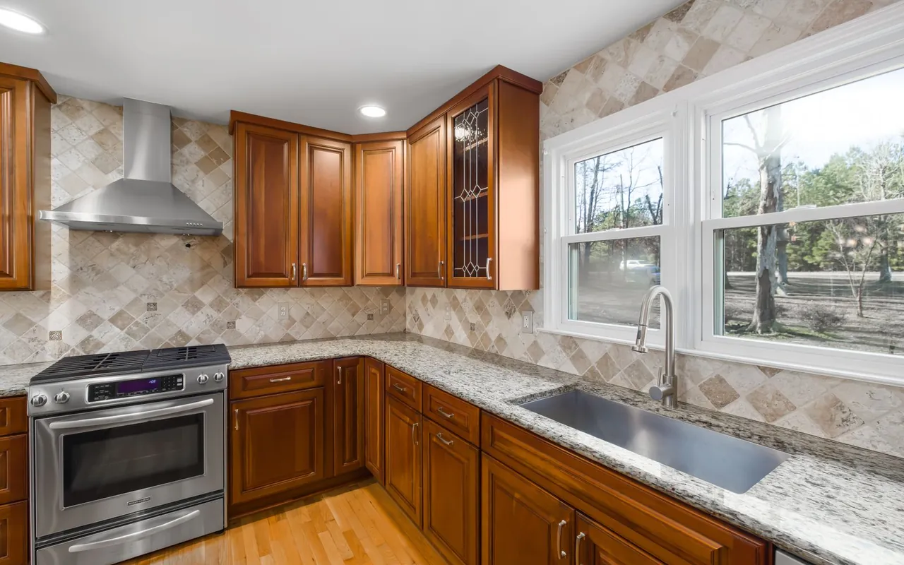 Completed kitchen remodeling project at a suburban home in the United States
