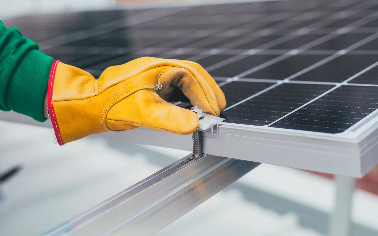 Close up of solar and batteries materials on a residential job site