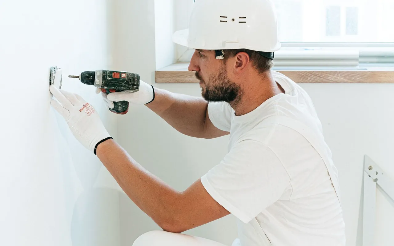 Contractor installing water wells at a home in the United States